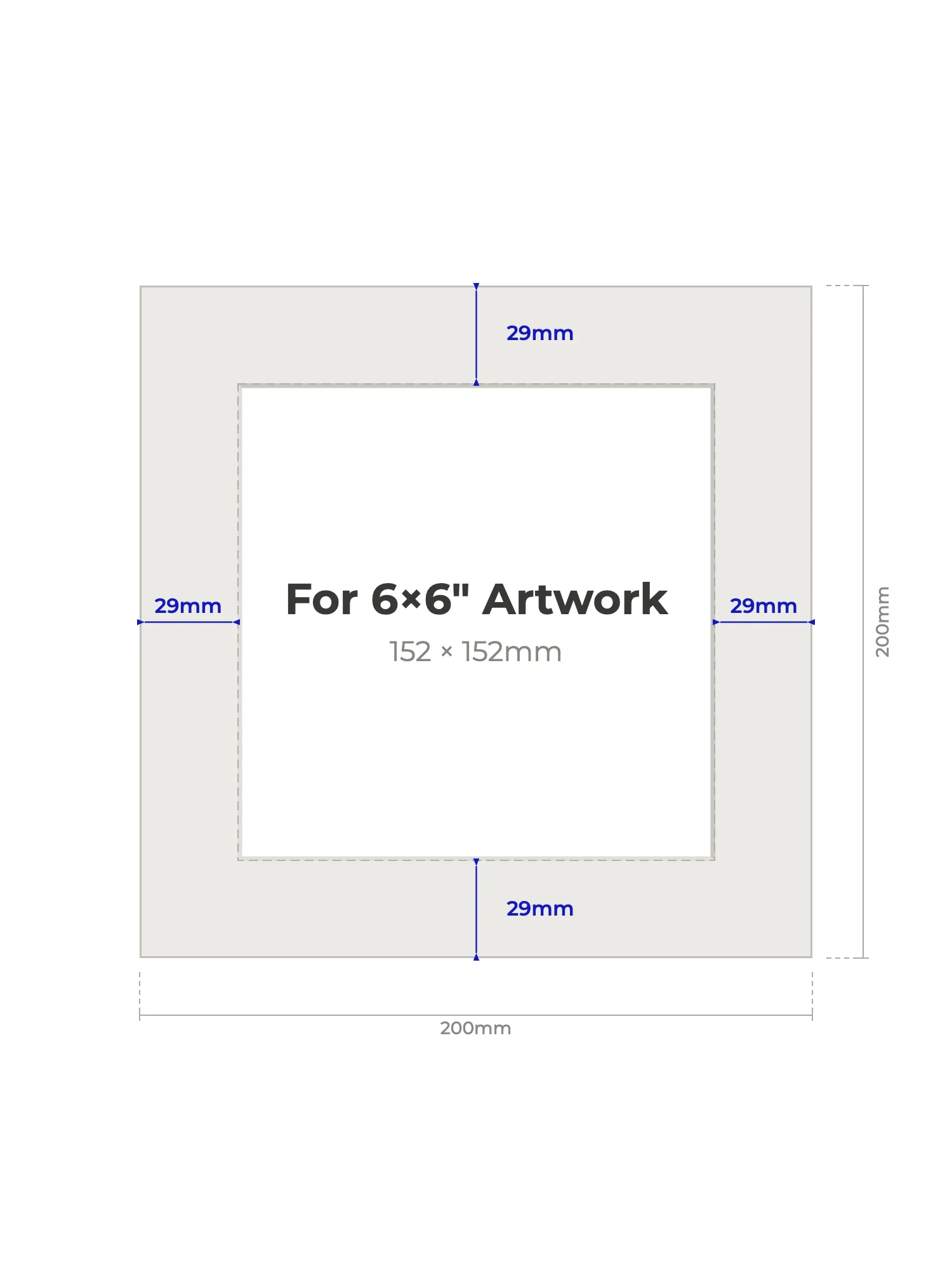 200 × 200 mm Picture Mount for 152 × 152 mm Artwork - Image 2