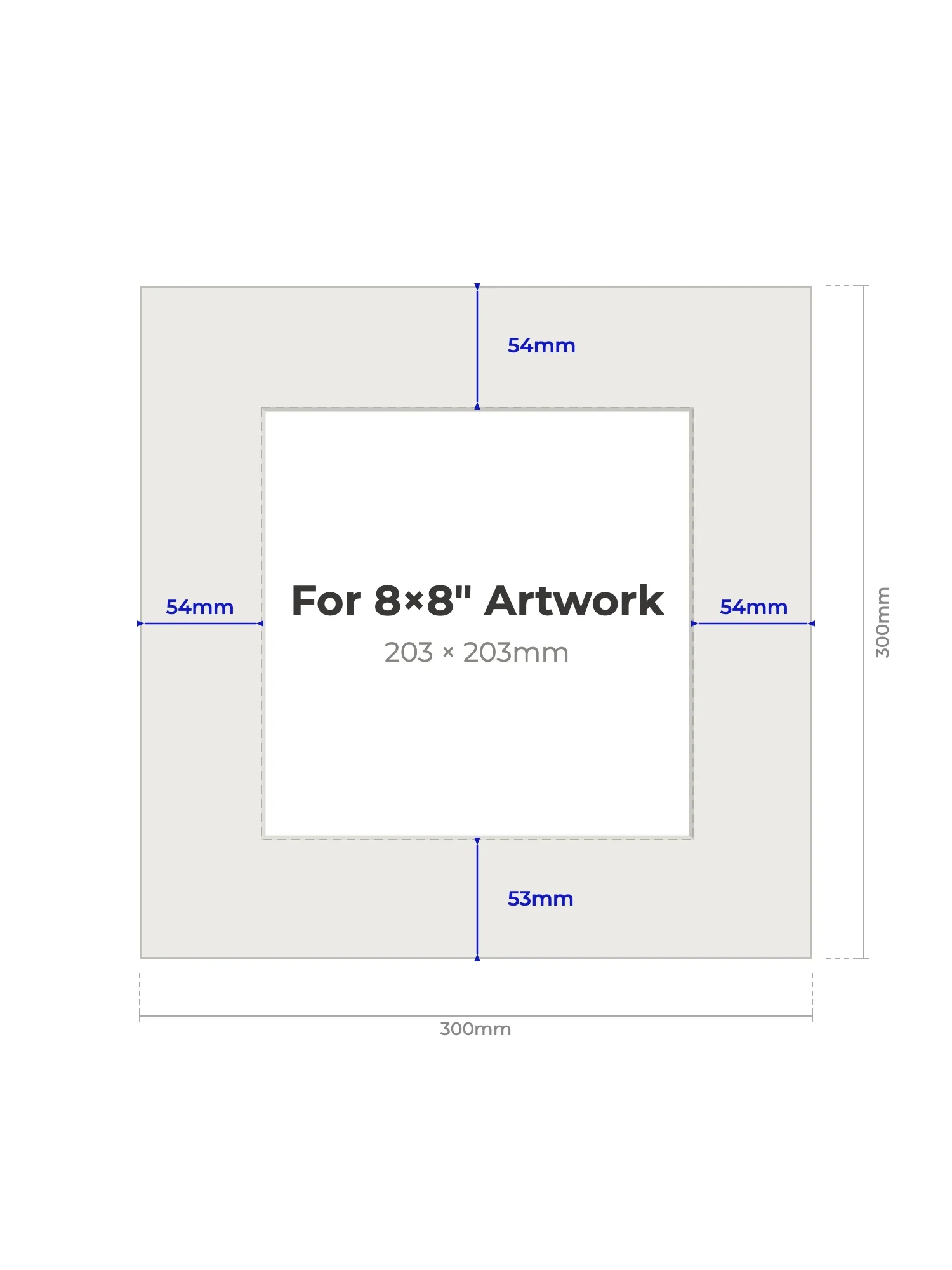 300 × 300 mm Picture Mount for 203 × 203 mm Artwork - Image 2