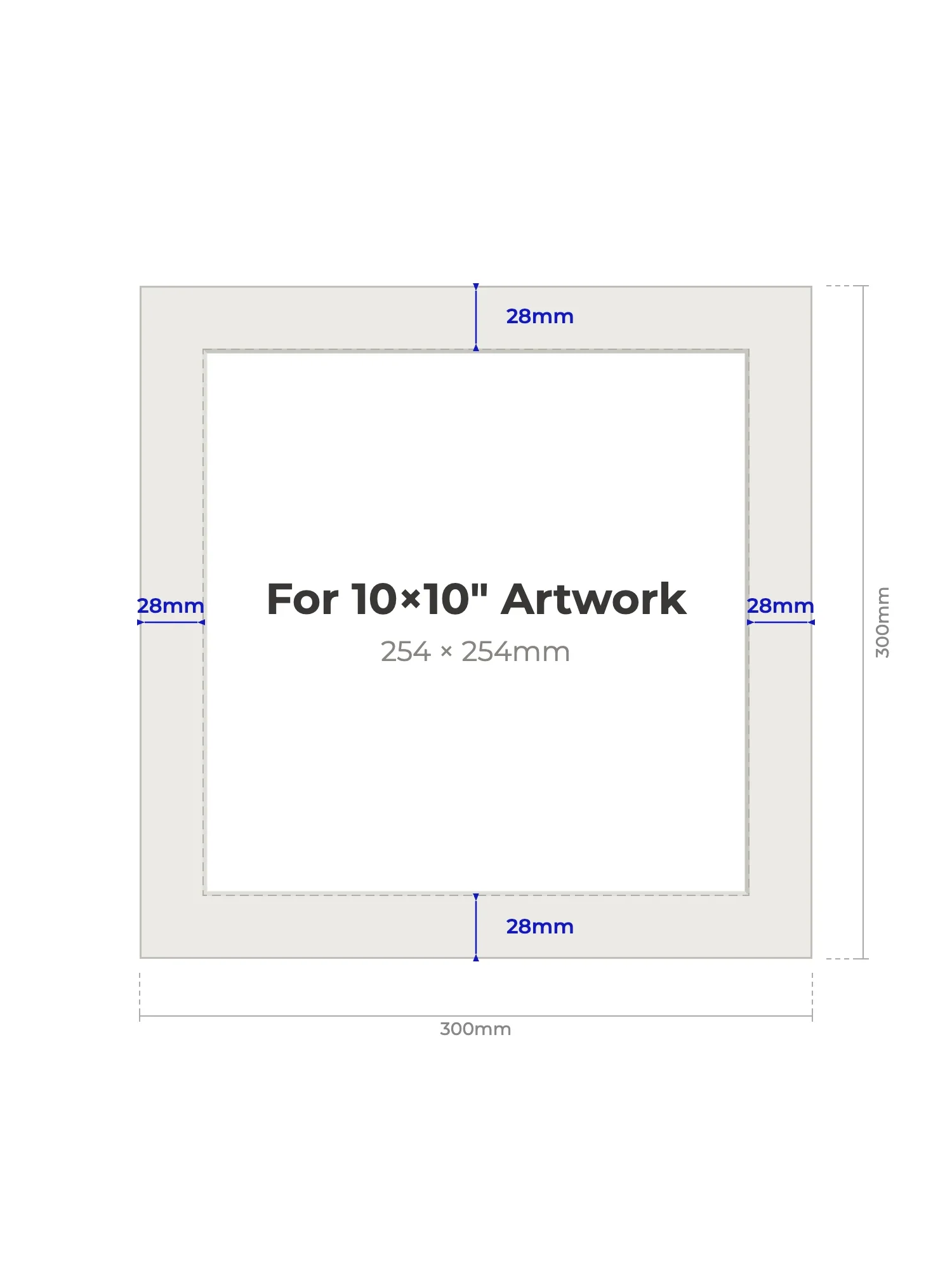 300 × 300 mm Picture Mount for 254 × 254 mm Artwork - Image 2