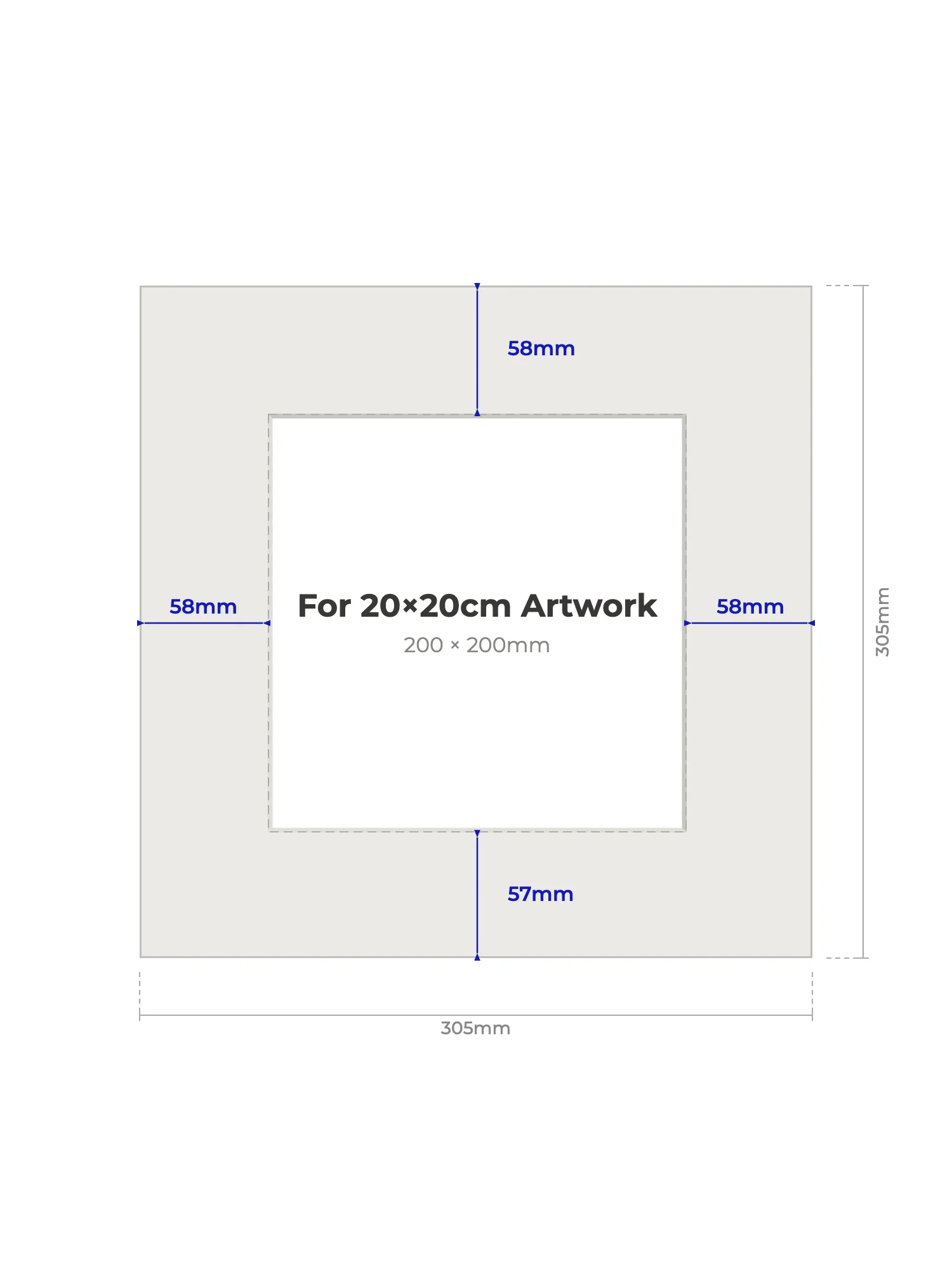 305 × 305 mm Picture Mount for 200 × 200 mm Artwork - Image 2