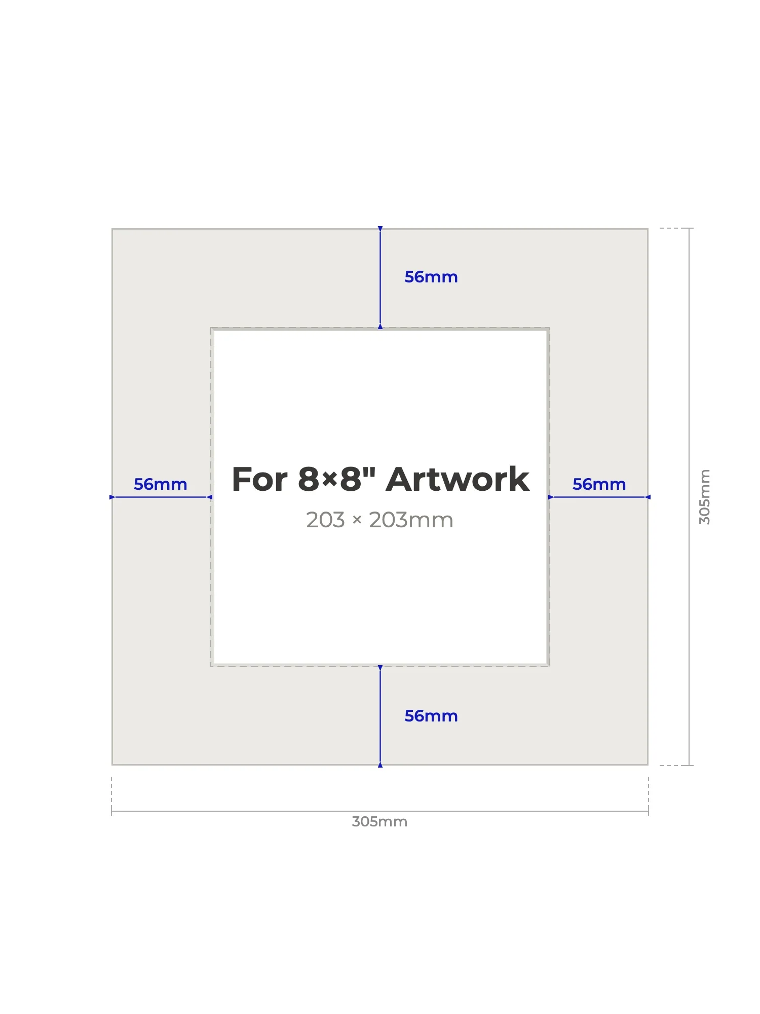 305 × 305 mm Picture Mount for 203 × 203 mm Artwork - Image 2