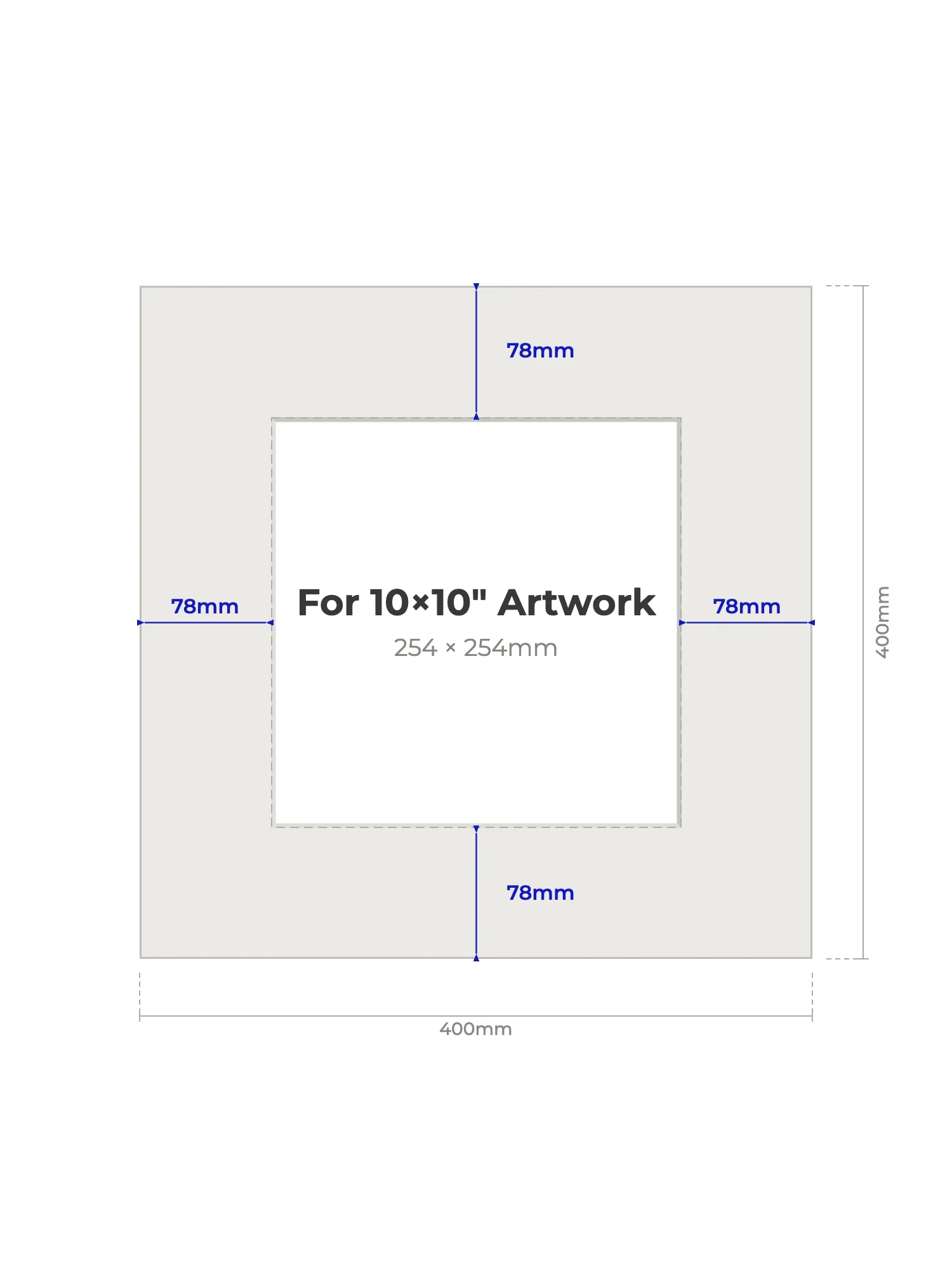 400 × 400 mm Picture Mount for 254 × 254 mm Artwork - Image 2