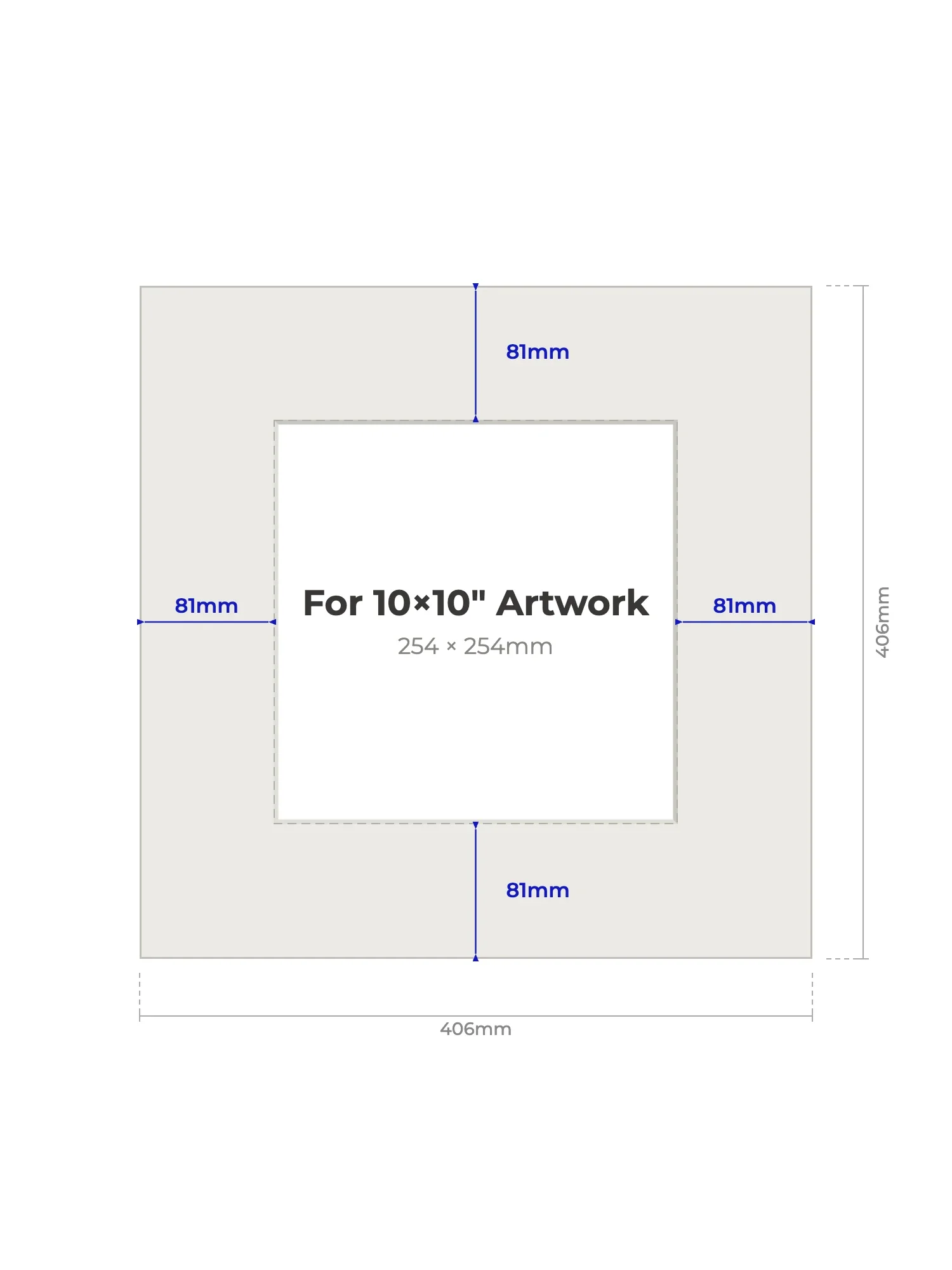 406 × 406 mm Picture Mount for 254 × 254 mm Artwork - Image 2