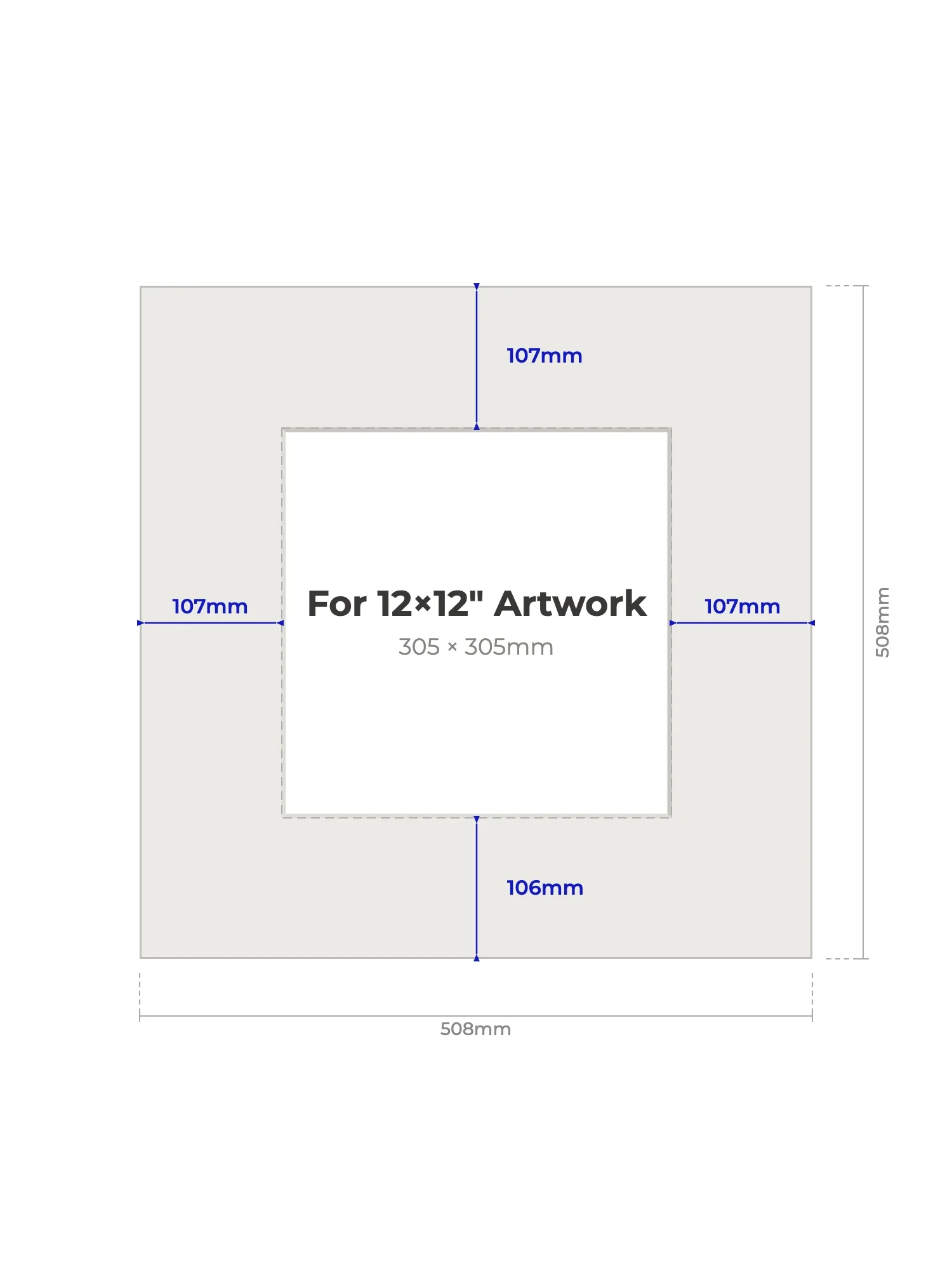 508 × 508 mm Picture Mount for 305 × 305 mm Artwork - Image 2
