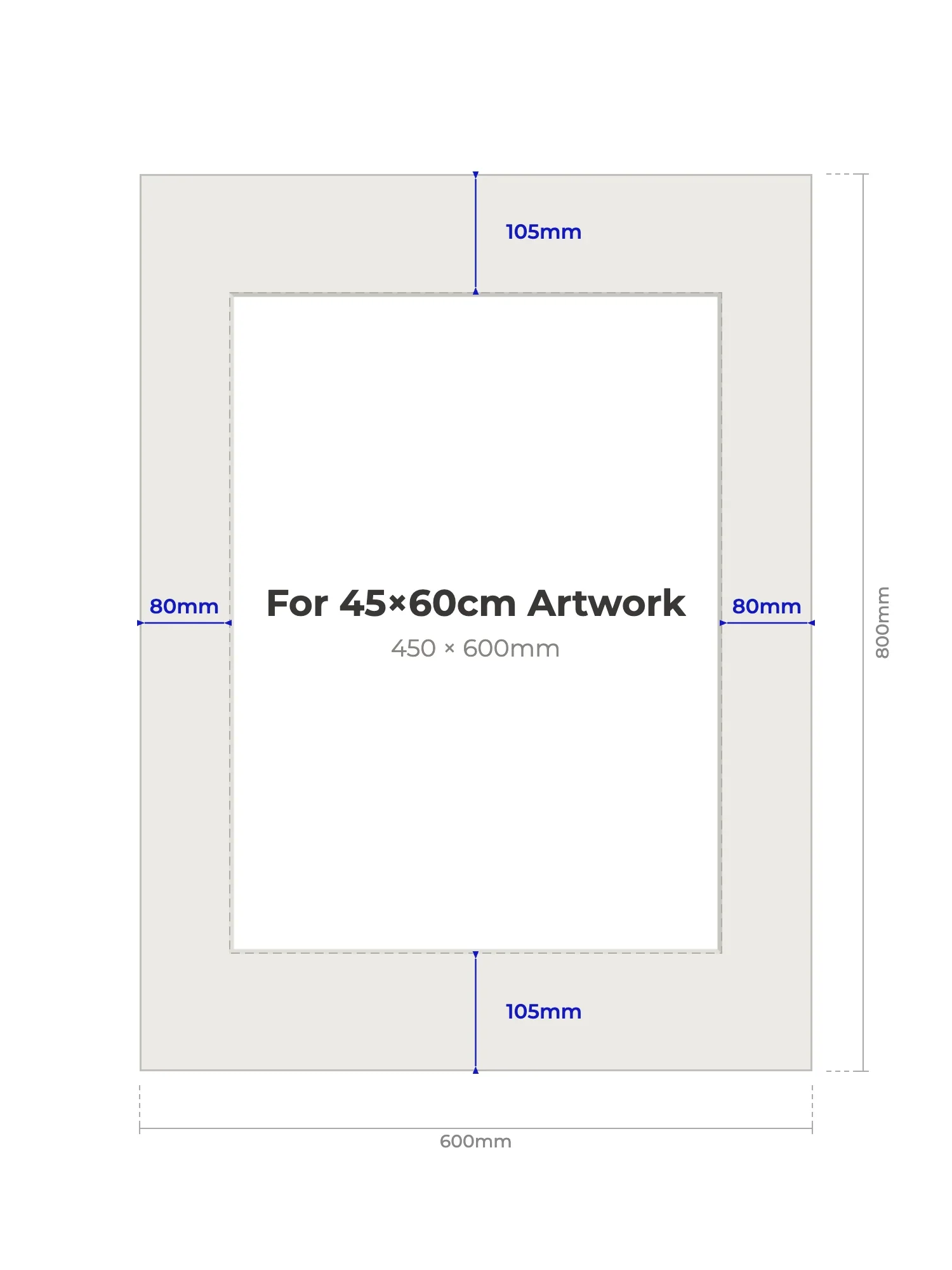 60×80cm Picture Mount for 45×60cm Artwork - Image 2