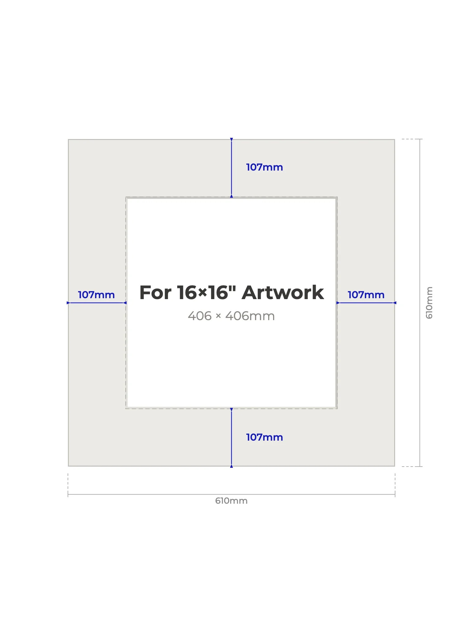 610 × 610 mm Picture Mount for 406 × 406 mm Artwork - Image 2